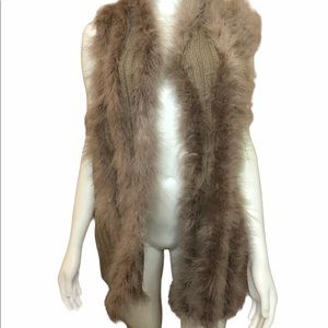 Chico’s Faux Fur Sparkly Open Front Sweater Vest